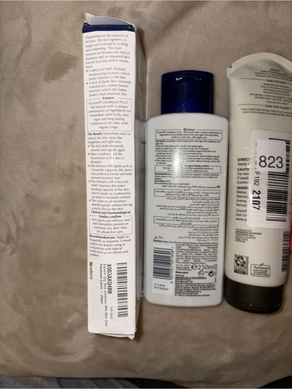 Eucerin Urea Repair Plus 10% Urea Lotion & Aveeno Daily Moisturizing Body Lotion